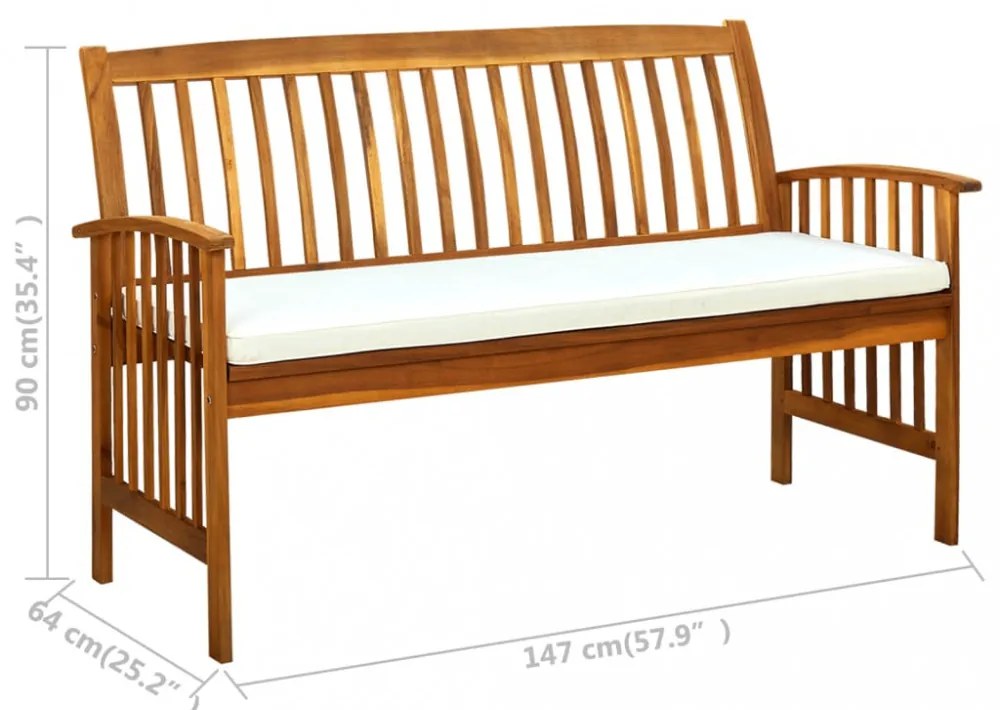 tömör akácfa kerti pad párnával 147 cm