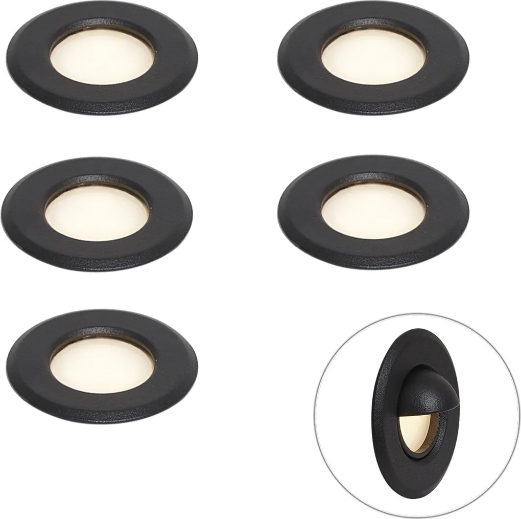 12V-os fekete rendszer 10 m 5 földbe süllyeszthető spotlámpával, LED-del, IP44 - Voltaire Linsey