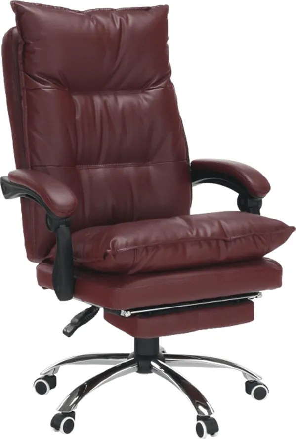 Irodai szék lábtartóval, textilbőr bordó, DRAKE