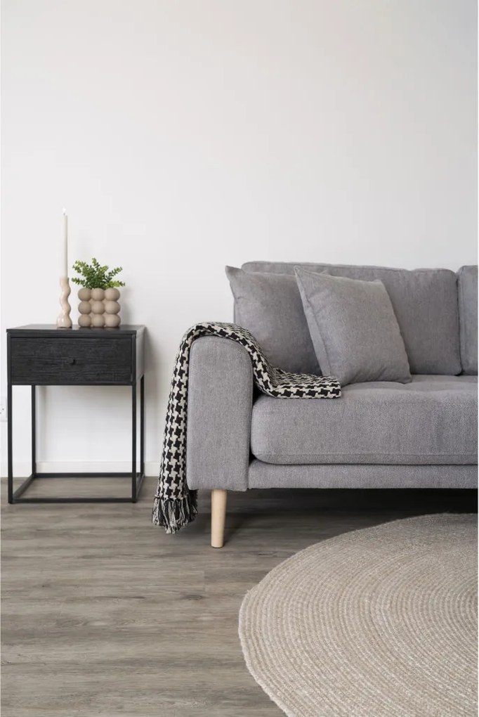 Side pléd, kockás mintázat, 130x180 cm, Fekete/Beige