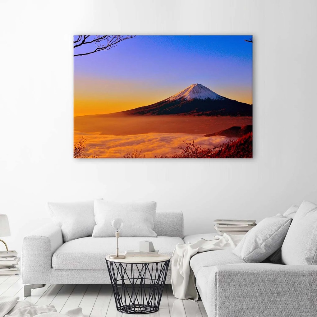 Gario Vászonkép A Fuji hegy napfényben fürdik Méret: 120 x 80 cm