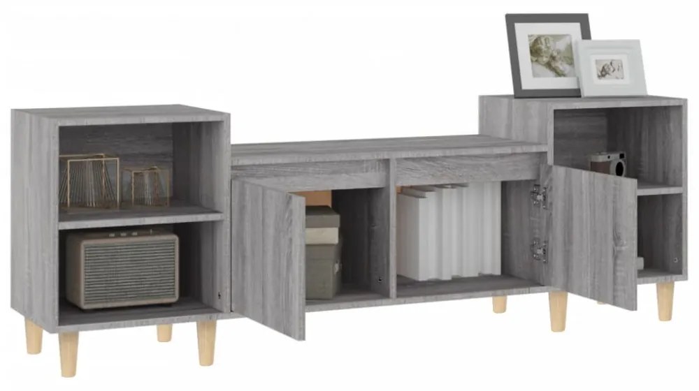 szürke sonoma színű szerelt fa TV-szekrény 160x35x55 cm