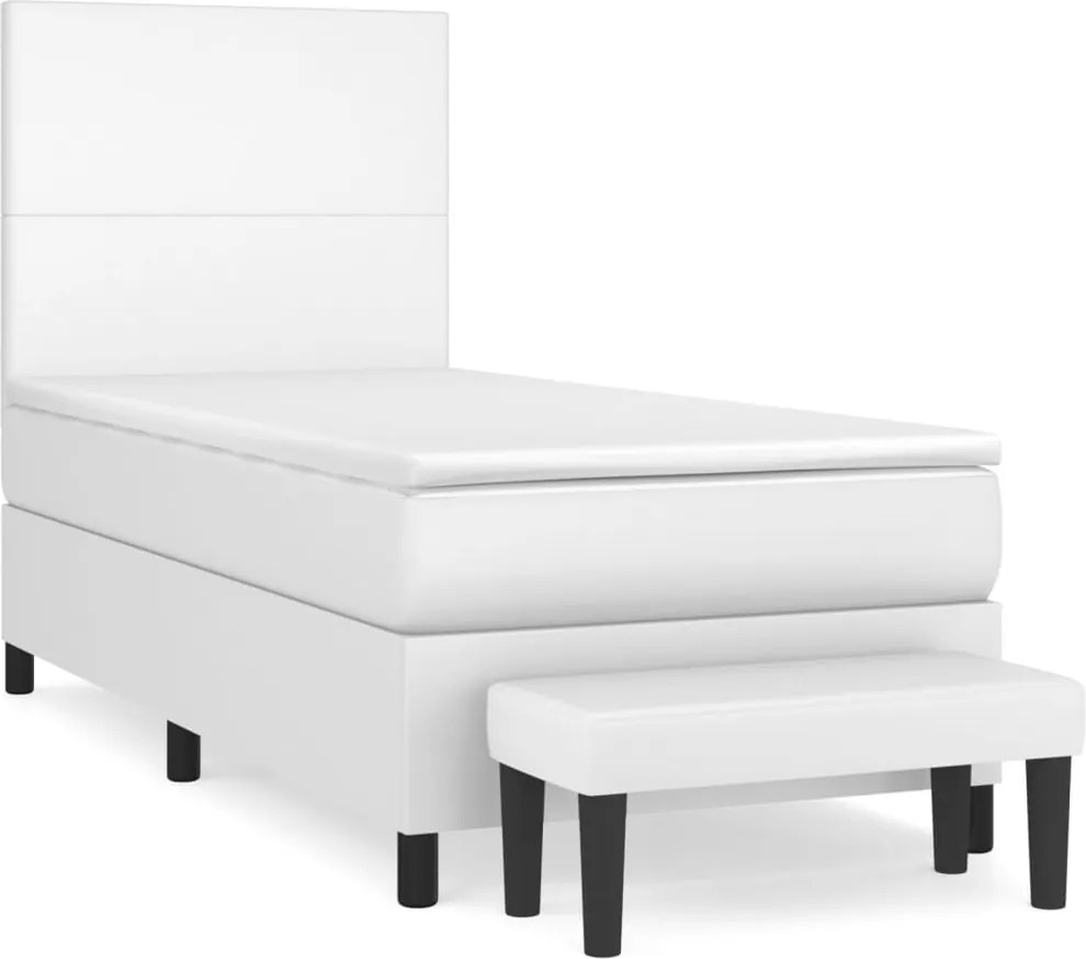 vidaXL fehér műbőr rugós ágy matraccal 80 x 200 cm