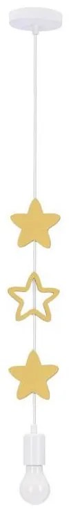 Gyermekcsillár zsinórral STARS 1xE27/20W/230V sárga/fehér