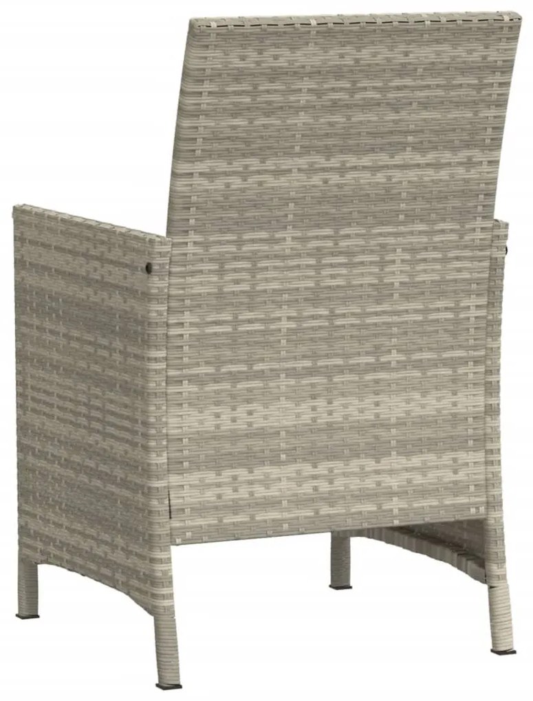 vidaXL 3 részes világosszürke polyrattan bisztrógarnitúra párnákkal