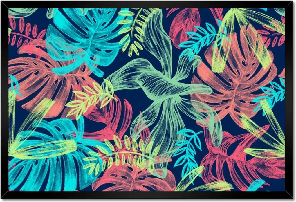 Monstera keretes poszter 60x40, levelek színben