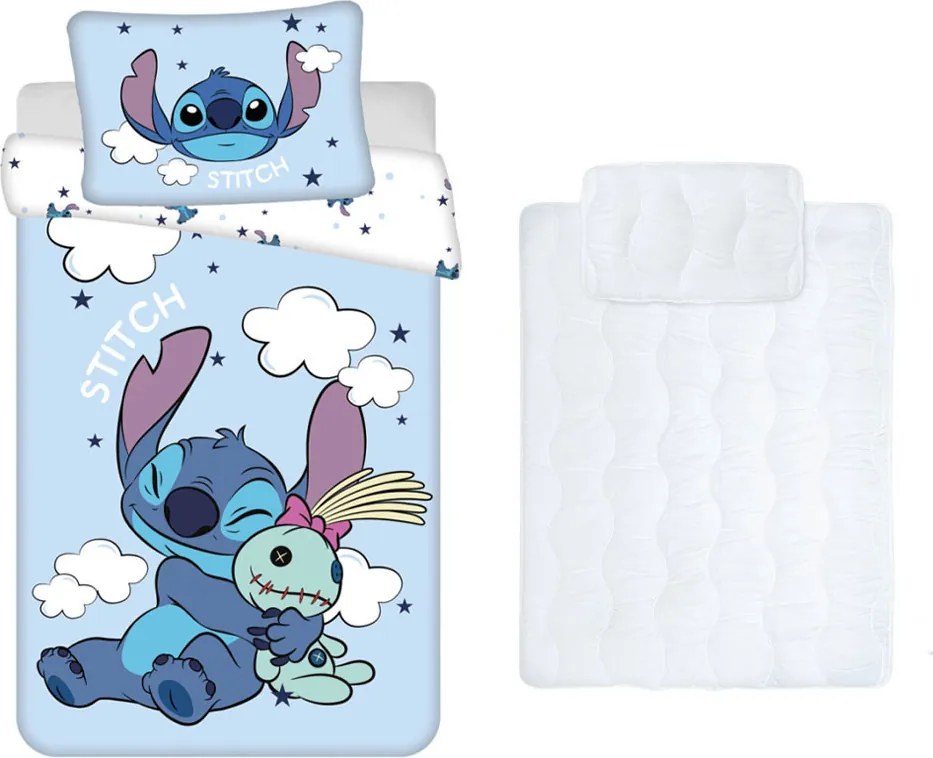 Disney Lilo és Stitch, A csillagkutya Clouds gyerek, ovis ágyneműhuzat és paplan/párna szett 100x135 cm 40x60 cm