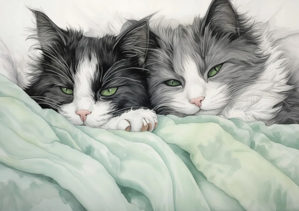 Poszter 42x29,7cm Két nyugodt cica