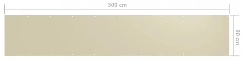 krémszínű oxford-szövet erkélynapellenző 90 x 500 cm