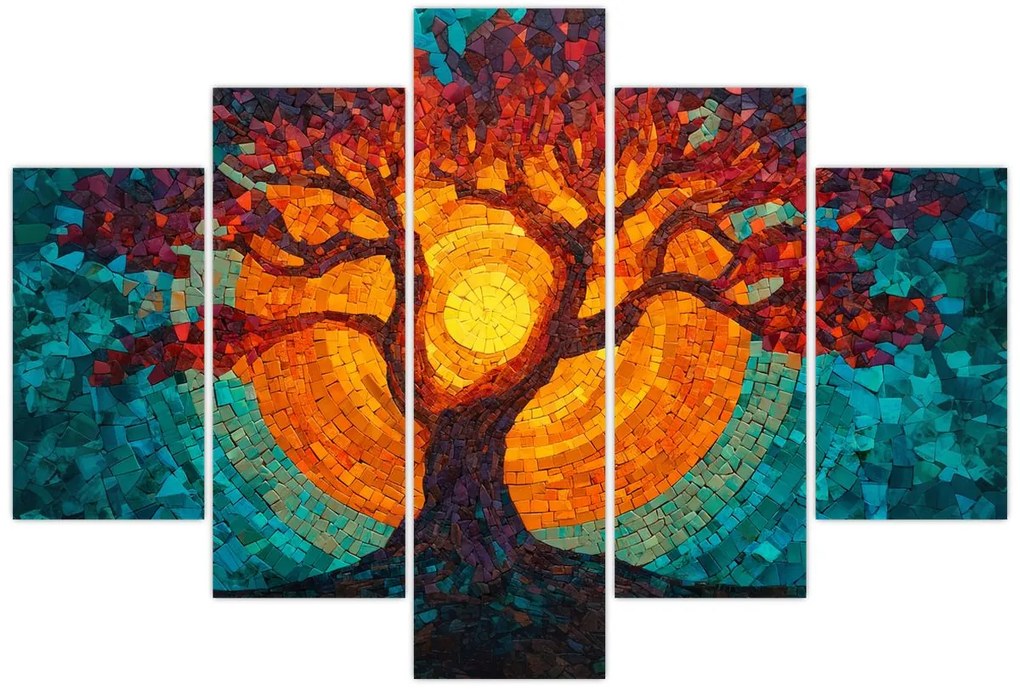 Kép - Az élet fája és a nap mozaikban (150x105 cm)