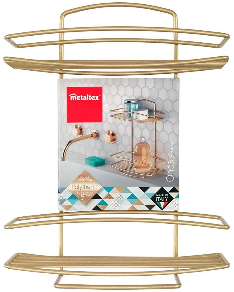 Aranyszínű acél fürdőszobai polc Onda – Metaltex