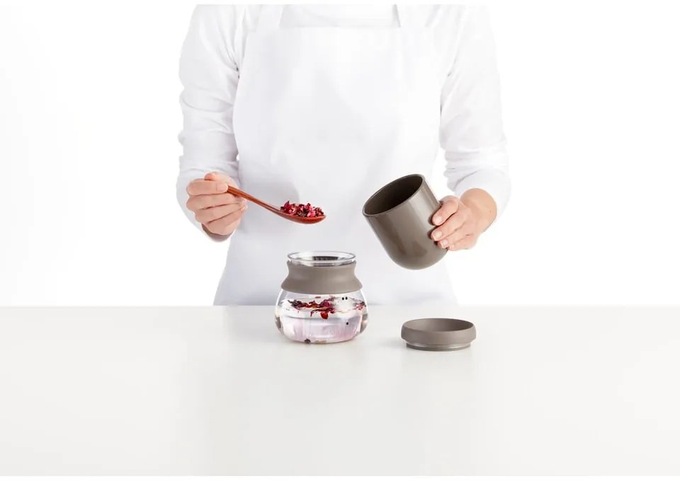 Világosbarna üveg teáskanna szűrővel 500 ml – Lékué