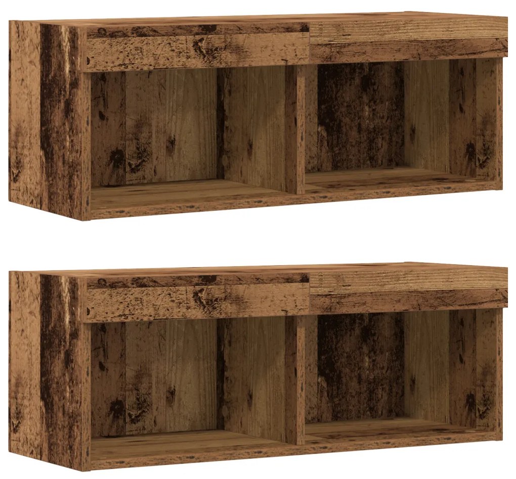 F Floating Shelf 2 db Régi fa 40x28.5x40 cm Mérnöki fa