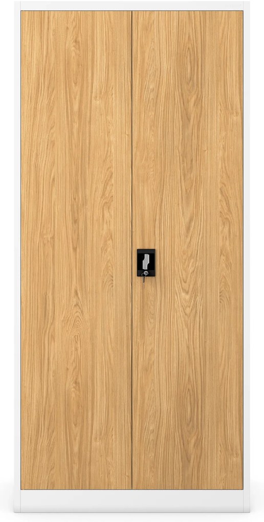 Magas fém irodai iratszekrény, fehér/arany tölgy, 900x1950x400 mm: JAN H Eco Design