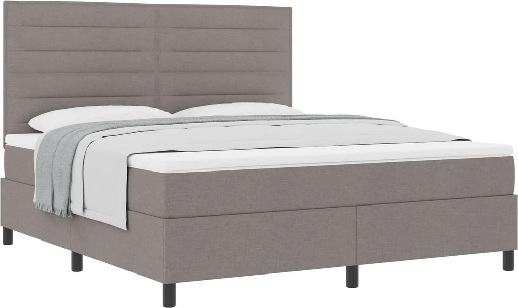 vidaXL Boxrugós ágy matracmal fejtámlával Tópszínű 180 x 200 cm szövet