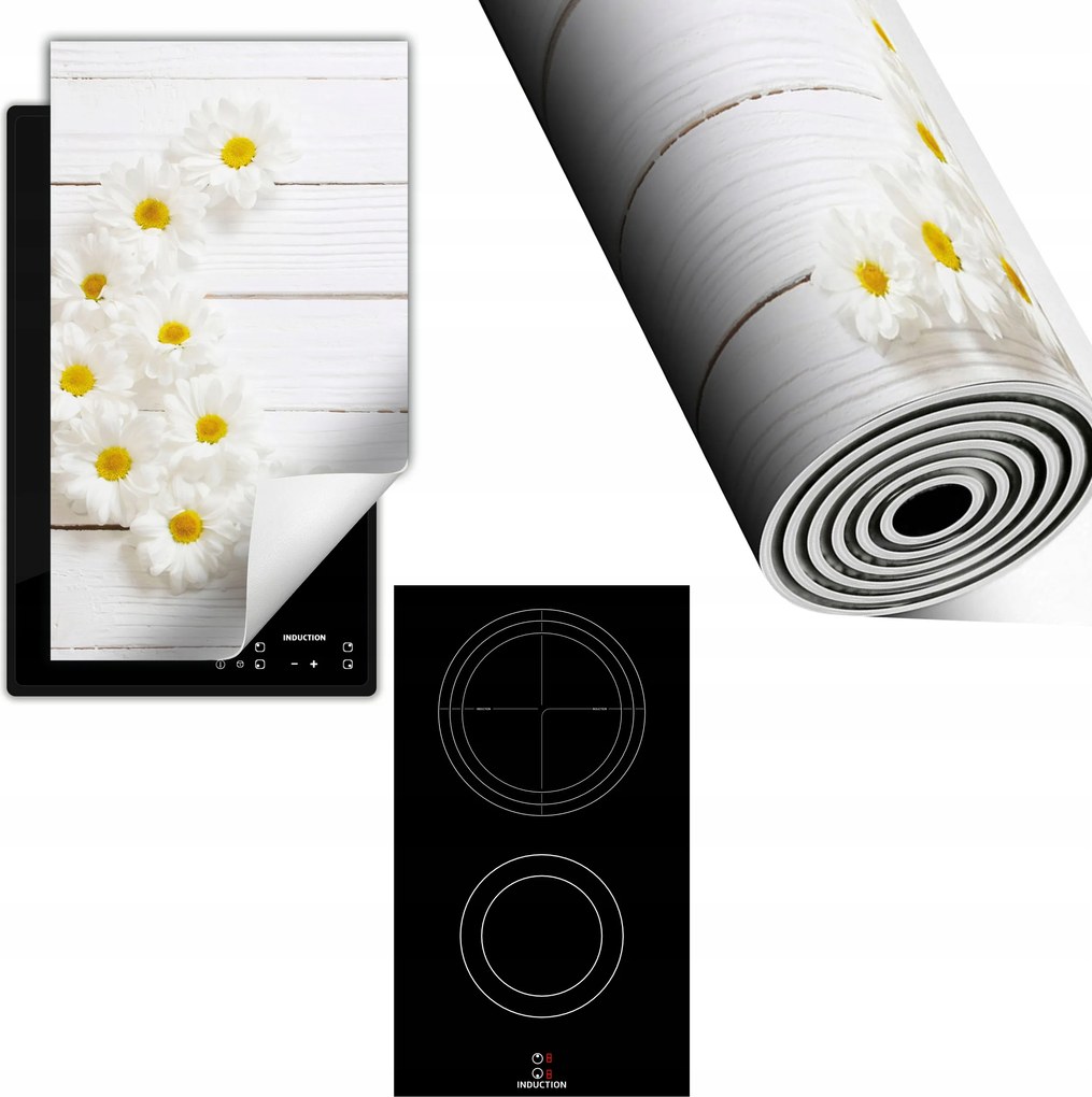 Indukciós Védőszőnyeg Konyhapult 30x52 fehér fa