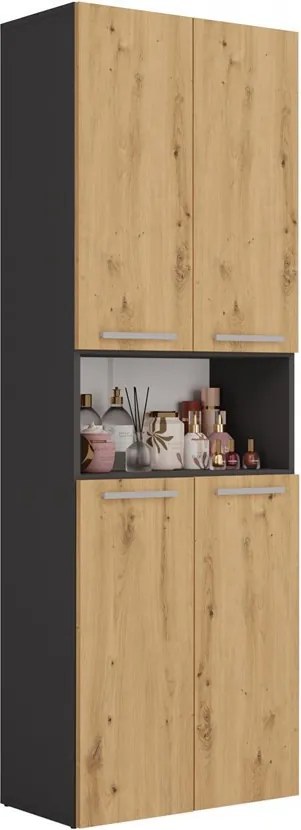1K DK fürdőszoba szekrény, antracit-tölgy