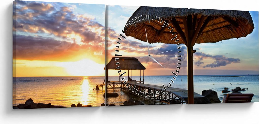 Kép - Naplemente Mauritiuson (órával) (90x30 cm)
