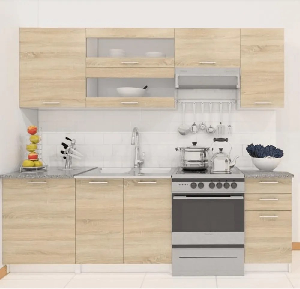 konyhabútor 2,4 m, tölgy sonoma / fehér, FABIANA