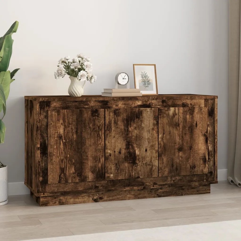 füstös tölgy színű szerelt fa tálalószekrény 102x35x55 cm