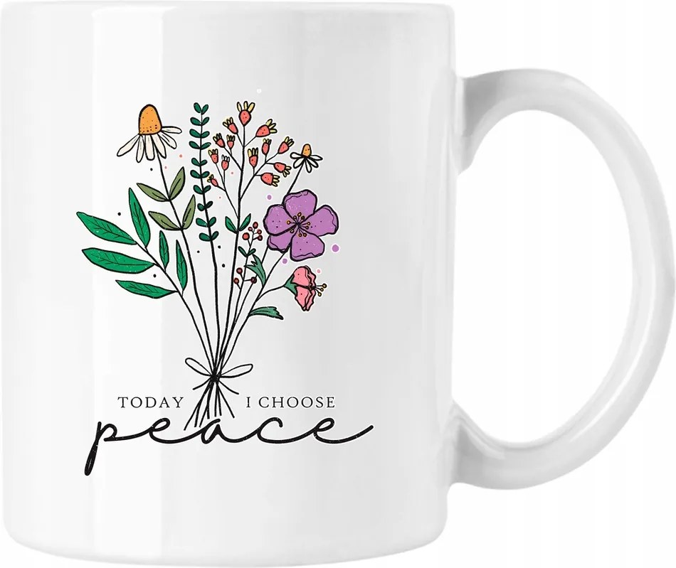 Bögre Virágok Vonalak Divat Művészet 4 Fehér 330ml