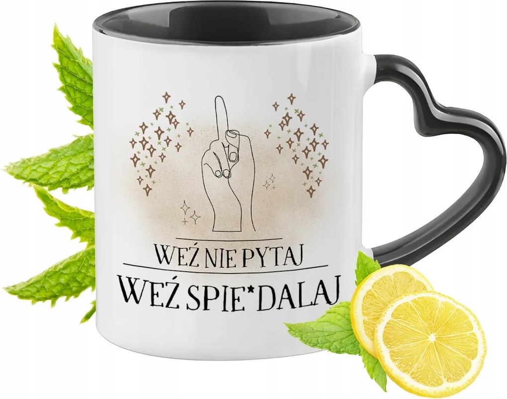 Vicces Bögre Fekete Szív Alakú Füllel Ajándék