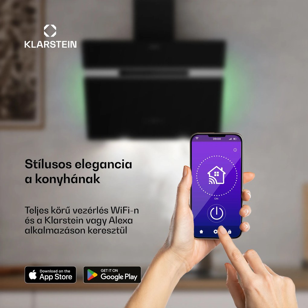 Klarstein Alina elszívó páraelszívó | 60 cm | Smart | 600 m³/h | Halk | EEK A