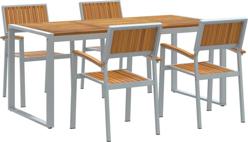 vidaXL Kert étkező szett 5 pcs Szürke Tömör Akácfa