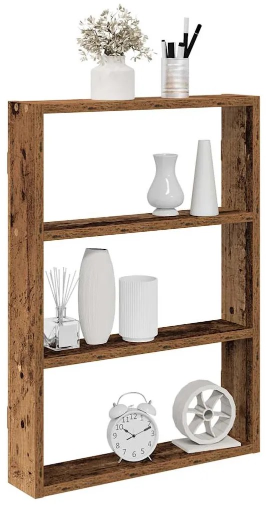 antik fa színű szerelt fa fali polc 43 x 9 x 60 cm