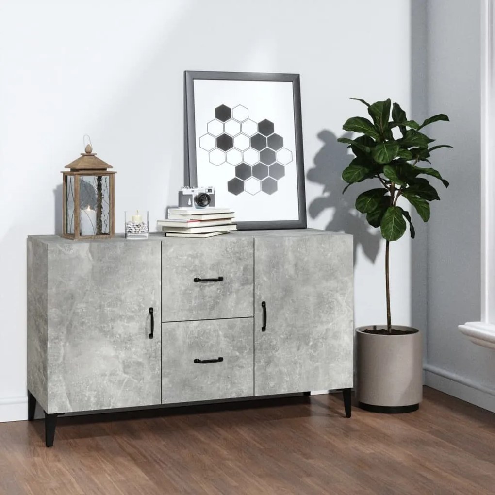 betonszürke szerelt fa tálalószekrény 100 x 36 x 60 cm