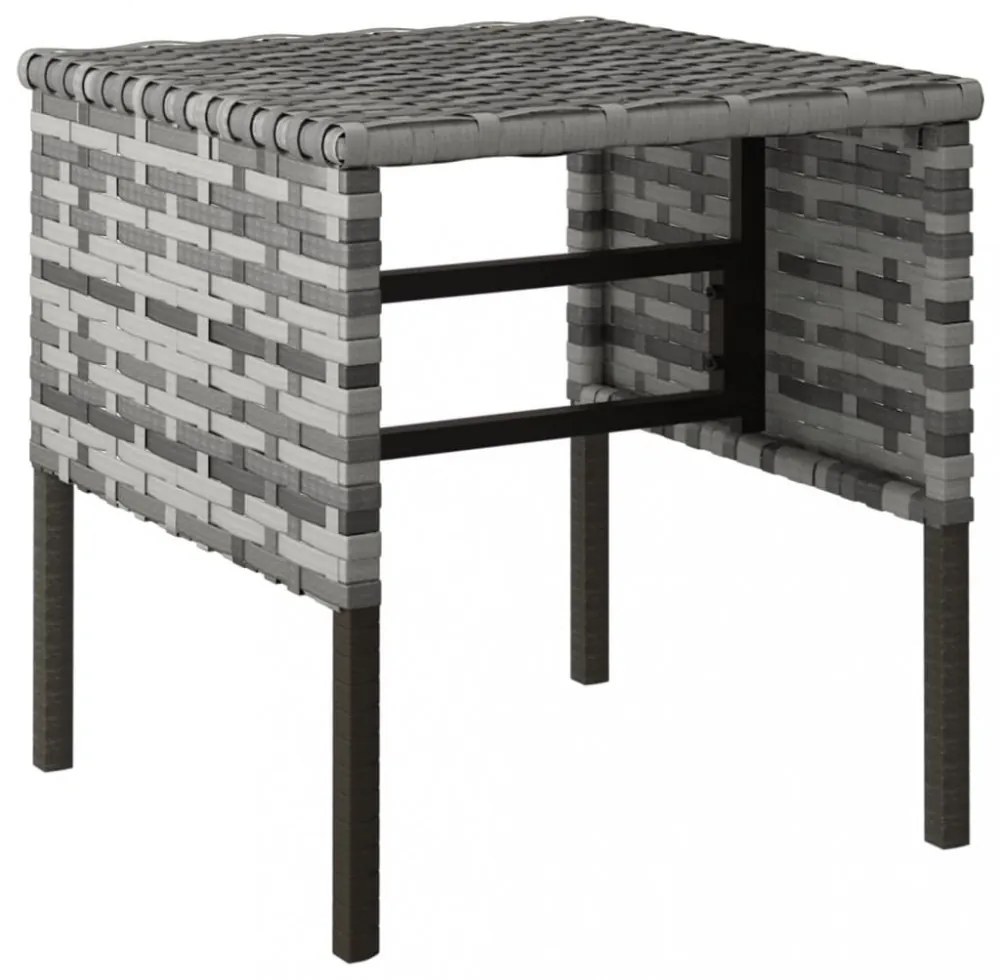 4 db szürke polyrattan kerti lábzsámoly párnákkal