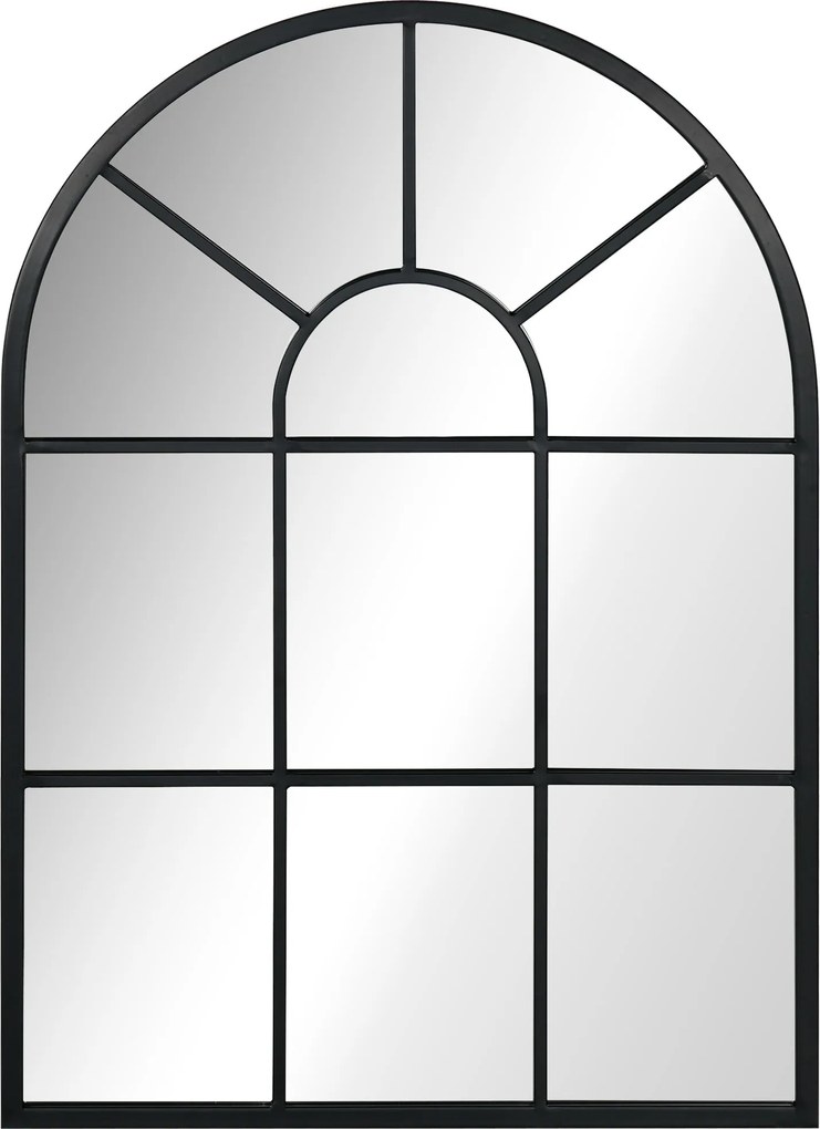 HOMCOM Fali Tükör 70 x 50 cm Ablak Tükör Fém Kerettel Dekoratív Fali Tükör Hálószobához Élet/Hálószobához, Fekete | Aosom