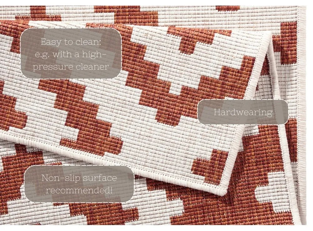 Rio piros-krémszínű kültéri szőnyeg, 80 x 345 cm - NORTHRUGS
