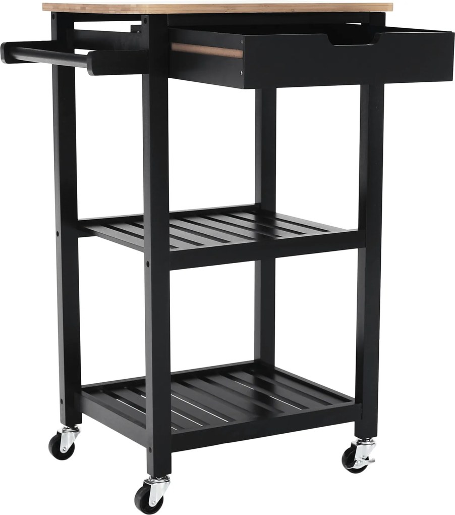 Tálalókocsi, természetes/fekete, ARETE