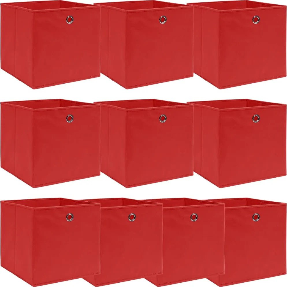 vidaXL 10 db piros szövet tárolódoboz 32 x 32 x 32 cm