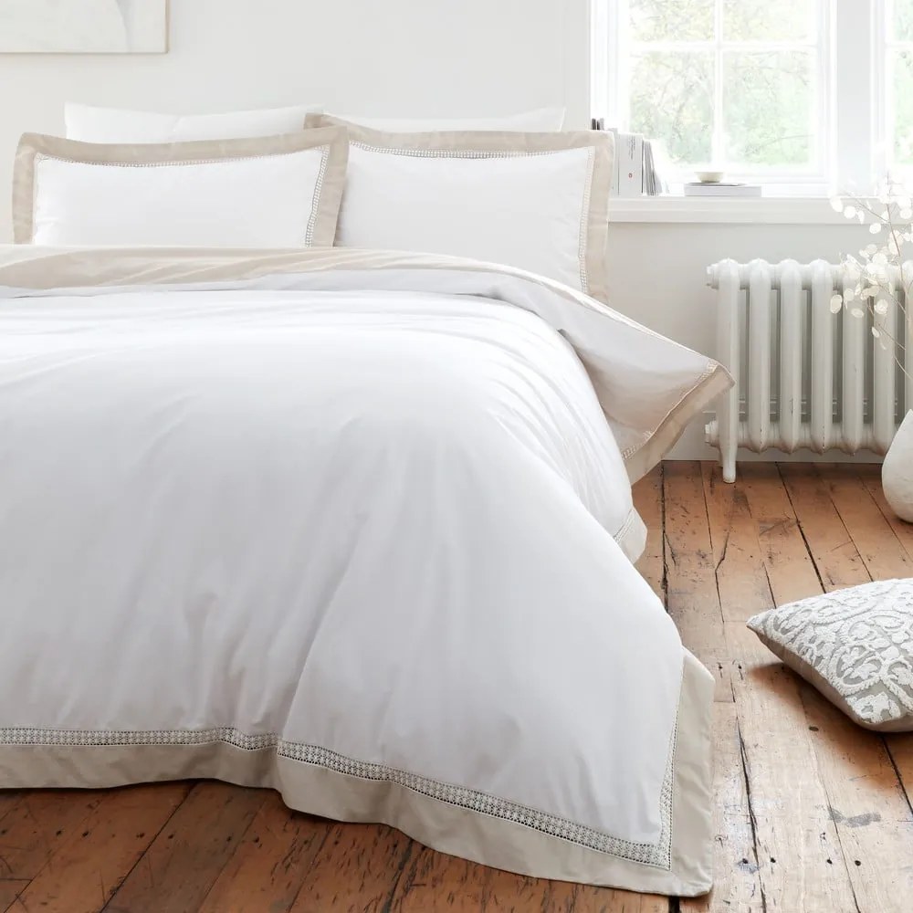 Fehér kétszemélyes pamut ágyneműhuzat 200x200 cm Oxford Lace – Bianca