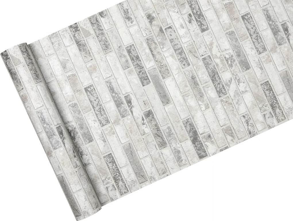 Papír tapéta Fal Bézs és Szürke Tégla Kő