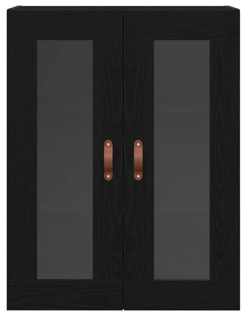 Fali Szekrény Üvegajtókkal Fekete Tölgy 69,5x34x90 cm