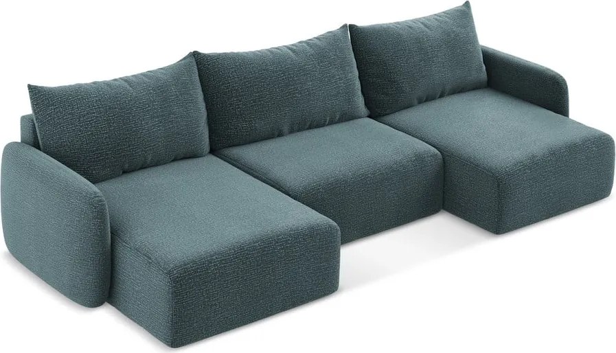 Türkiz kinyitható-tárolóhelyes sarokkanapé Kalena – Makamii