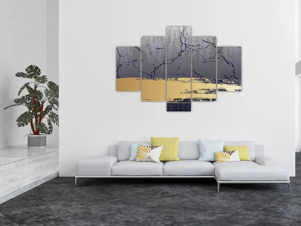 Kép - Kék és arany absztrakció N⁰1 (150x105 cm)