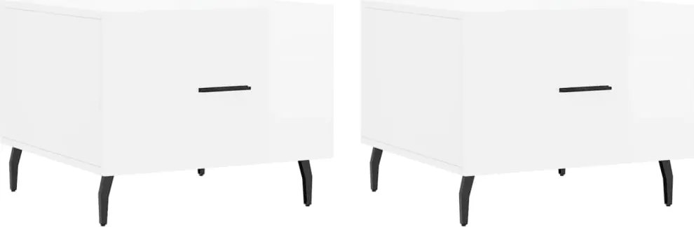 vidaXL 2 db magasfényű fehér szerelt fa dohányzóasztal 50 x 50 x 40 cm