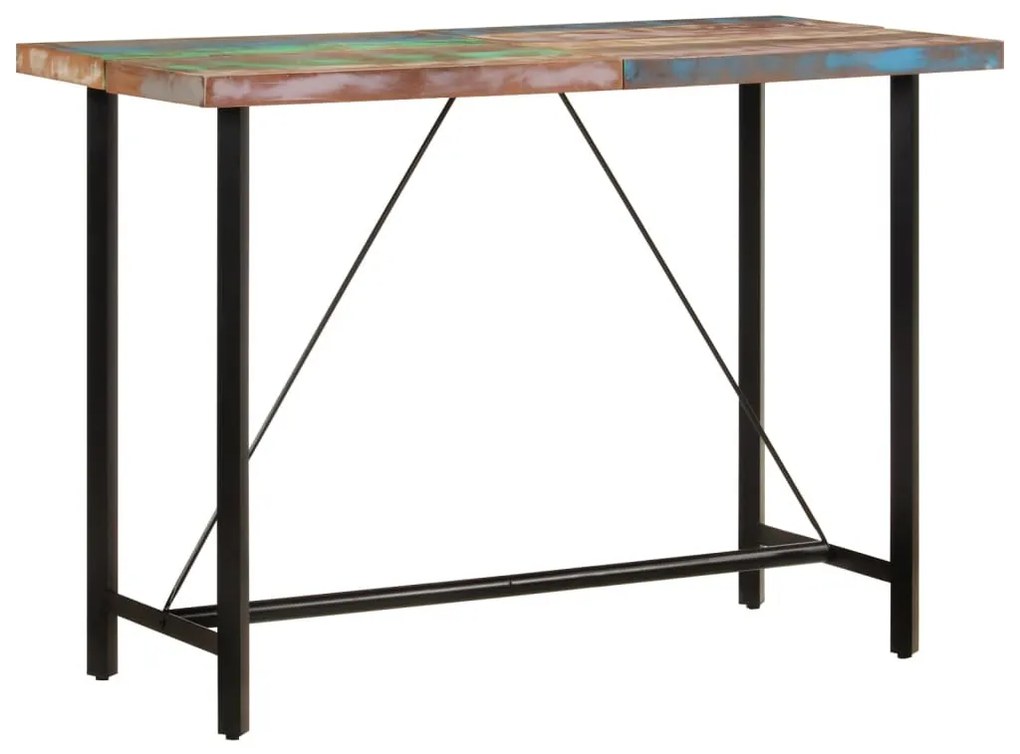 Tömör újrahasznosított fa és vas bárasztal 150 x 70 x 107 cm