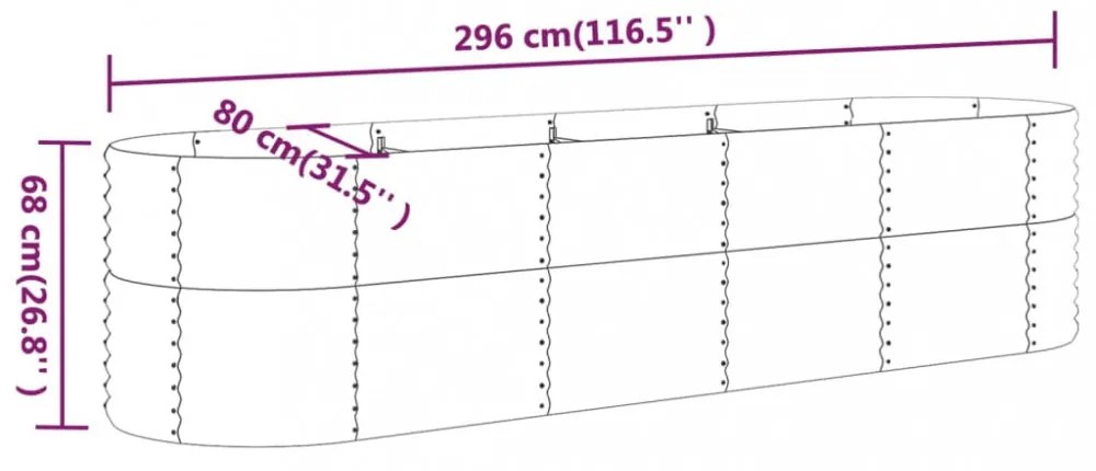 barna horganyzott acél kerti magaságyás 296x80x68 cm