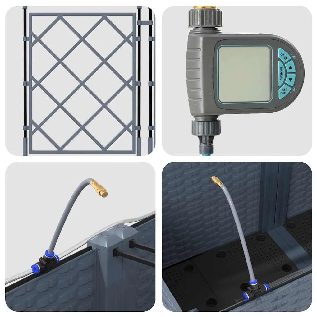 Kerti ültetők Világosszürke 80 x 80 x 142 cm Acél