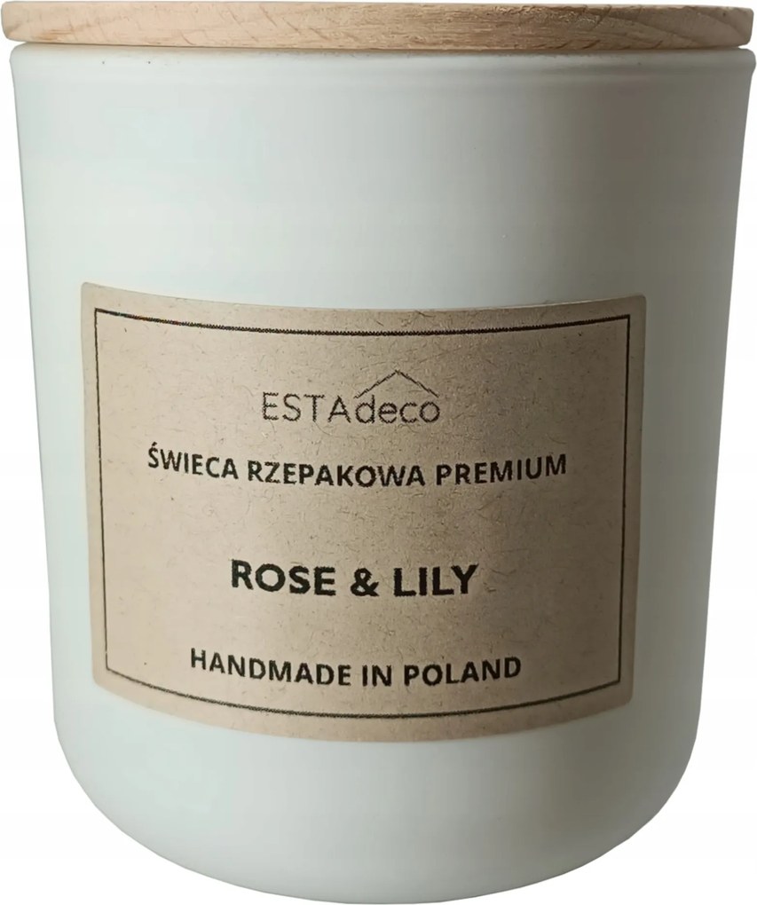 Repce gyertya Természetes Öko Vegán 270 ml Rose Lily 80 óra égési idő