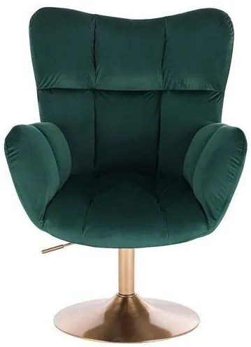 HR650N Sötétzöld modern velúr szék arany lábbal