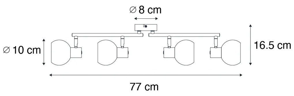Mennyezeti spotlámpa arany opál üveggel 4-lámpás állítható - Anouk