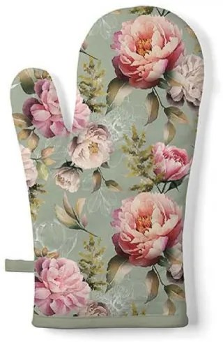 Peonies composition green edényfogó kesztyű 18x30cm, 100% pamut