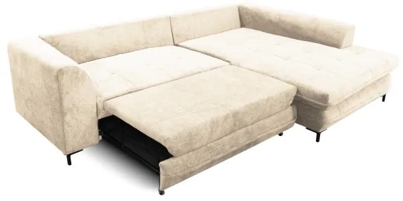 Kihúzható, tárolóhellyel rendelkező L-alakú jobb oldali sarok ülőgarnitúra LAGOA, bézs/barna