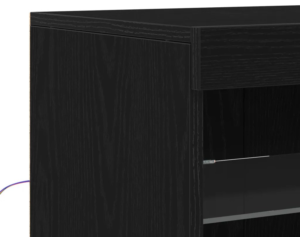 LED világítással rendelkező oldal szekrény Fekete tölgy 41x37x100 cm